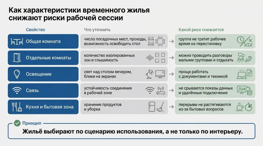 Как характеристики временного жилья снижают риски рабочей сессии